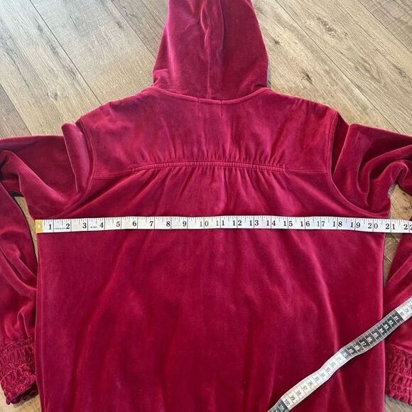 Juicy Couture Y2K Burgundy Smocked Zip-Up Sweater Size XL - Picture 4 of 6